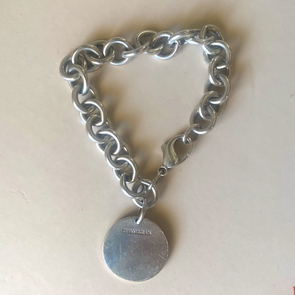 Tiffany & Co. Sterling silver bracelet round charm engravable